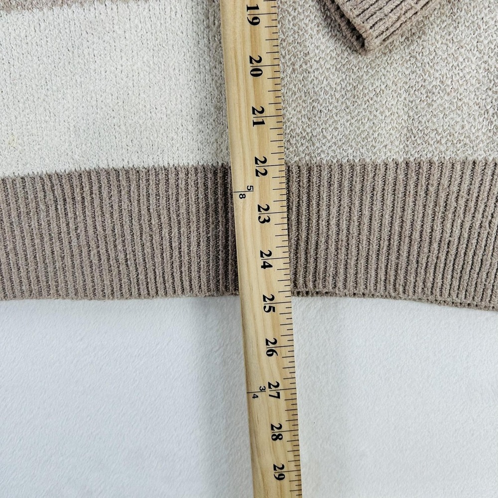 Christian Siriano Sweater Womens Medium Beige Plaid Crewneck Knit Pullover Soft - Picture 5 of 16